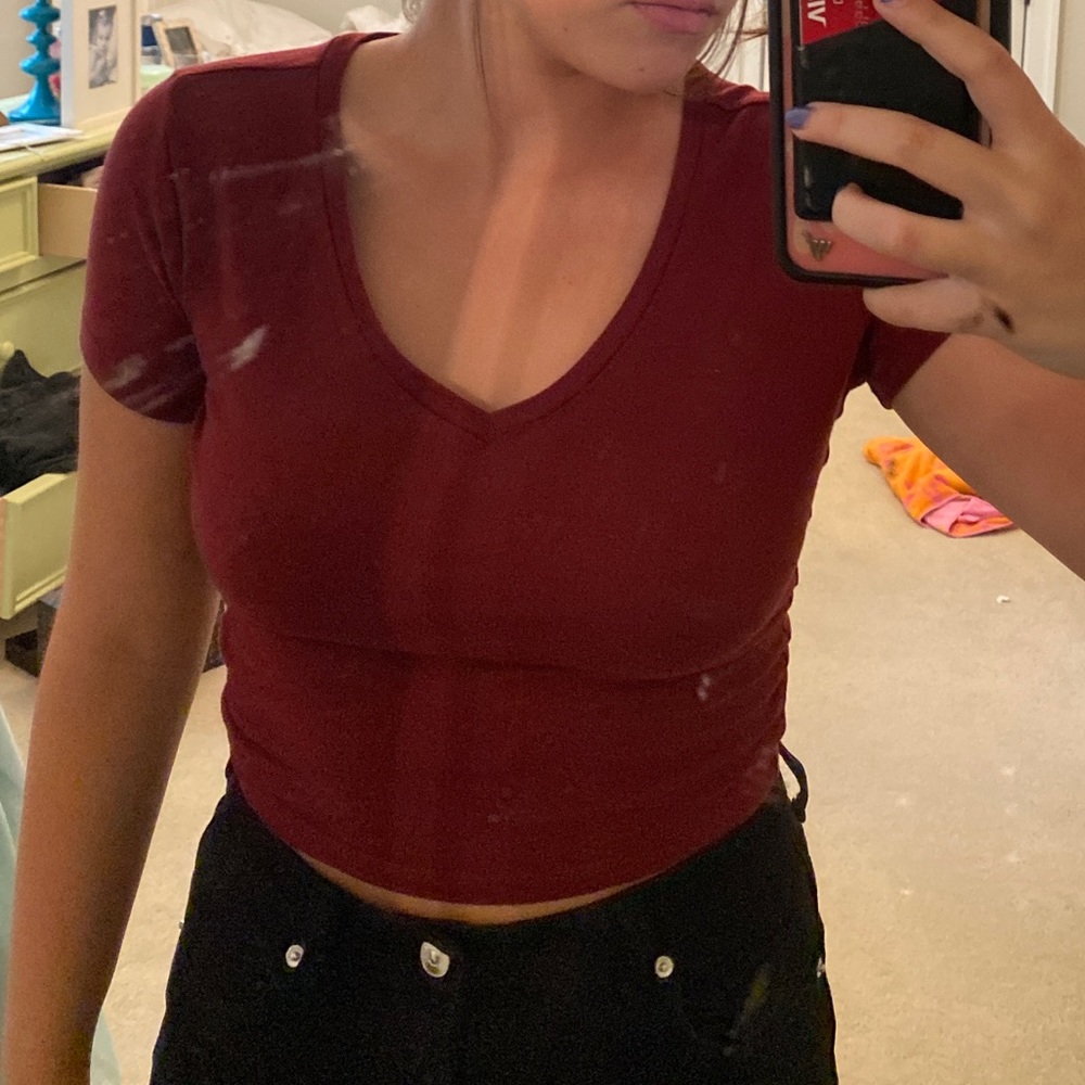 Maroon top